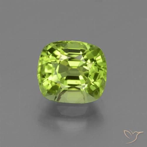 2.26ct 天然 ミディアムグリーン ペリドット, クッション, VS