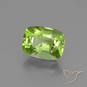 1.89カラットの天然ミディアムグリーンペリドット、クッション、VS