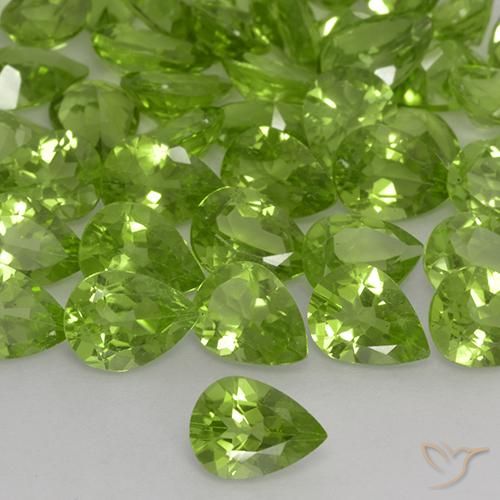1.08ct 天然 黄みがかったグリーン ペリドット, 洋梨の形, VS