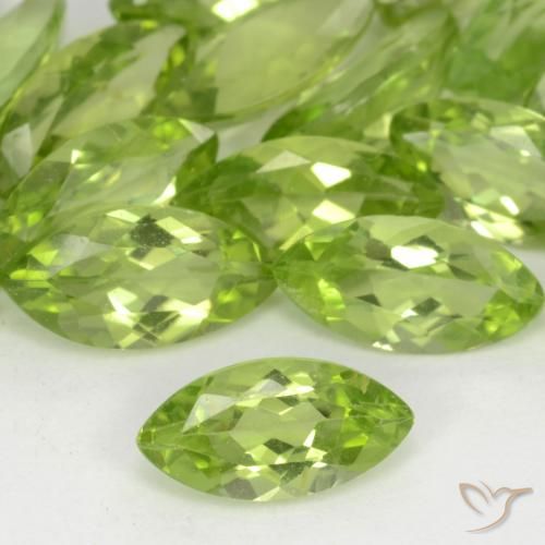 0.58ct 天然 薄いライブリーグリーン ペリドット, マーキーズ, VS