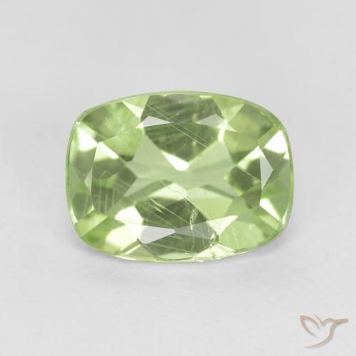 1.29ct 天然 薄いペアーグリーン ペリドット, クッション, VS-SI