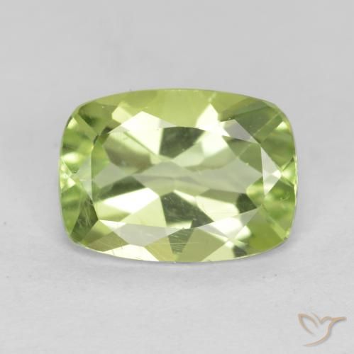 1.14ct 天然 薄いライブリーグリーン ペリドット, クッション, VS