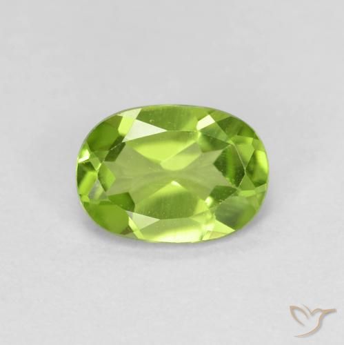 0.89ct 天然 黄みがかったグリーン ペリドット, 楕円形, VS