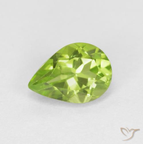 0.87ct 天然 ミディアムグリーン ペリドット, 洋梨の形, VS