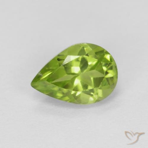 0.85ct 天然 ミディアムグリーン ペリドット, 洋梨の形, VS