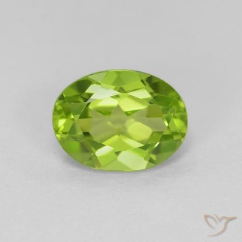1.41ct 天然 黄みがかったグリーン ペリドット, 楕円形, VS