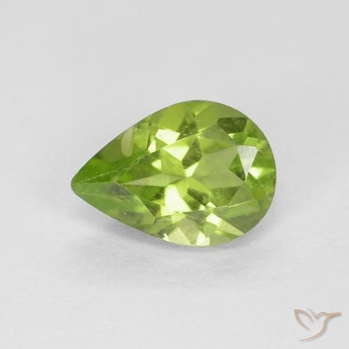 0.77ct 天然 薄いライブリーグリーン ペリドット, 洋梨の形, VS