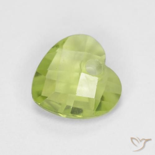 0.75ct 天然 ミディアムグリーン ペリドット, 心臓, VS