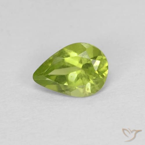 0.64ct 天然 黄みがかったグリーン ペリドット, 洋梨の形, VVS-VS