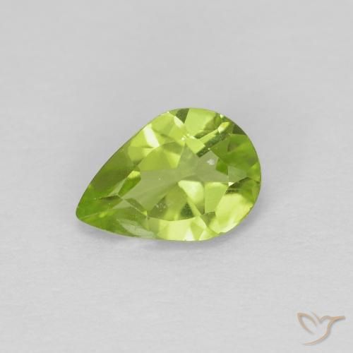 0.65ct 天然 ミディアムグリーン ペリドット, 洋梨の形, VS