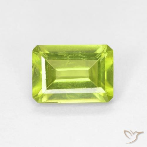 1.05ct 天然 ミディアムグリーン ペリドット, エメラルドカット, VS-SI
