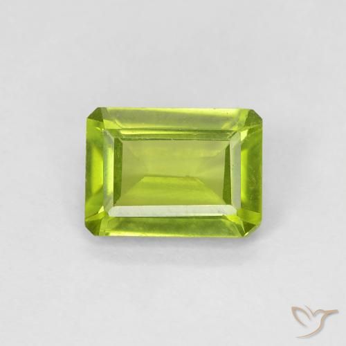 1.07ct 天然 ライブリーグリーン ペリドット, エメラルドカット, VS