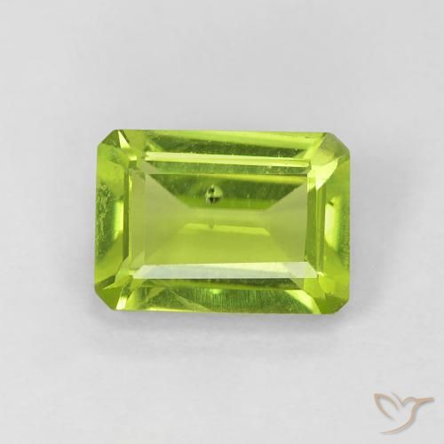 1.09ct 天然 鮮やかなグリーン ペリドット, エメラルドカット, VS