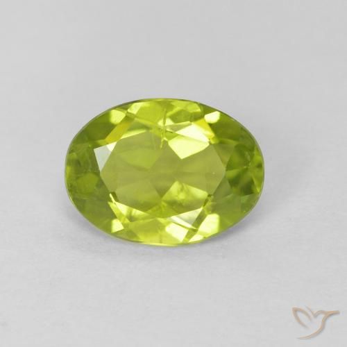 1.08ct 天然 ライブリー黄色がかった緑 ペリドット, 楕円形, VS