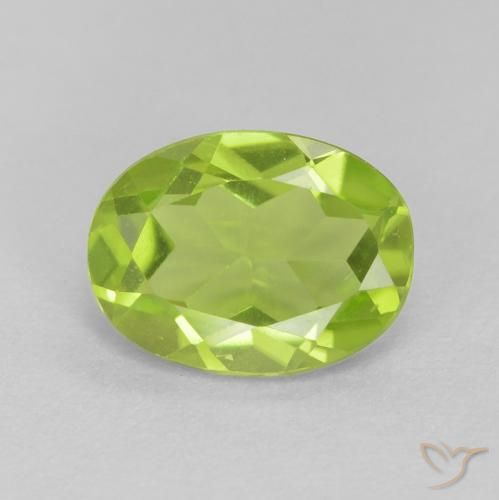1.11ct 天然 鮮やかなグリーン ペリドット, 楕円形, VVS-VS
