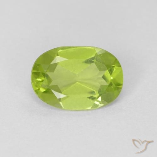 0.76ct 天然 鮮やかなグリーン ペリドット, 楕円形, VVS-VS
