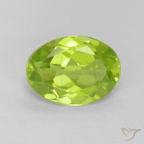 1.13ct 天然 鮮やかなグリーン ペリドット, 楕円形, VS