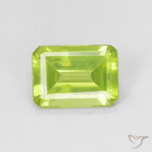 0.98ct 天然 鮮やかなグリーン ペリドット, エメラルドカット, VS