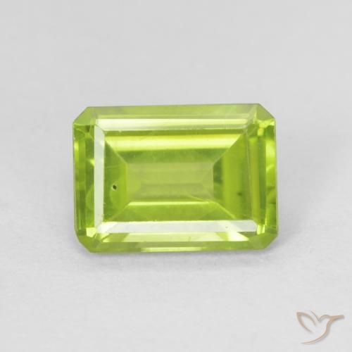 1.04ct 天然 鮮やかなグリーン ペリドット, エメラルドカット, VS