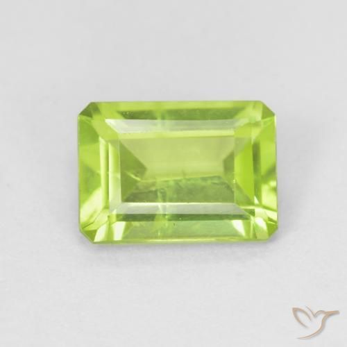 0.97ct 天然 鮮やかなグリーン ペリドット, エメラルドカット, VS