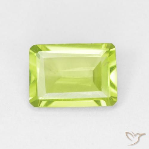 0.90ct 天然 鮮やかなグリーン ペリドット, エメラルドカット, VVS