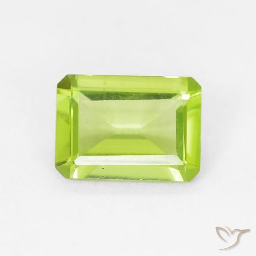 0.99ct 天然 鮮やかなグリーン ペリドット, エメラルドカット, VVS-VS