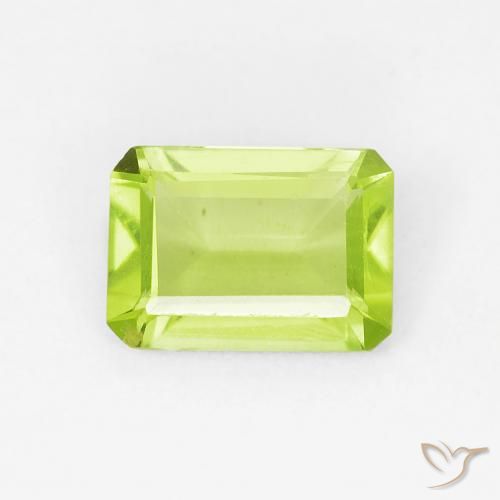 0.86ct 天然 鮮やかなグリーン ペリドット, エメラルドカット, VVS-VS