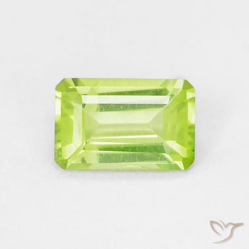 0.51ct 天然 鮮やかなグリーン ペリドット, エメラルドカット, VVS-VS