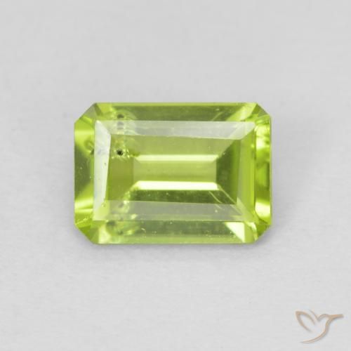 0.96ct 天然 鮮やかなグリーン ペリドット, エメラルドカット, VS
