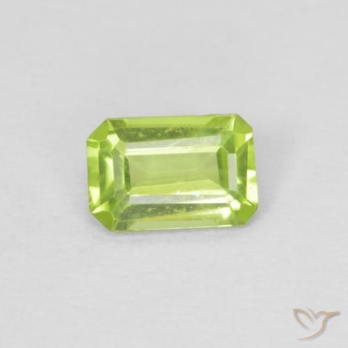 0.49ct 天然 ミディアムグリーン ペリドット, エメラルドカット, VVS-VS