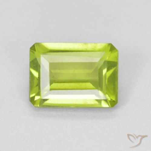 1.06ct 天然 鮮やかなグリーン ペリドット, エメラルドカット, VVS-VS