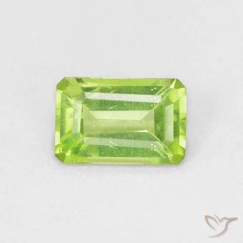 0.54ct 天然 黄みがかったグリーン ペリドット, エメラルドカット, VS