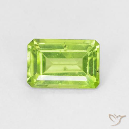 0.57ct 天然 ミディアムグリーン ペリドット, エメラルドカット, VS
