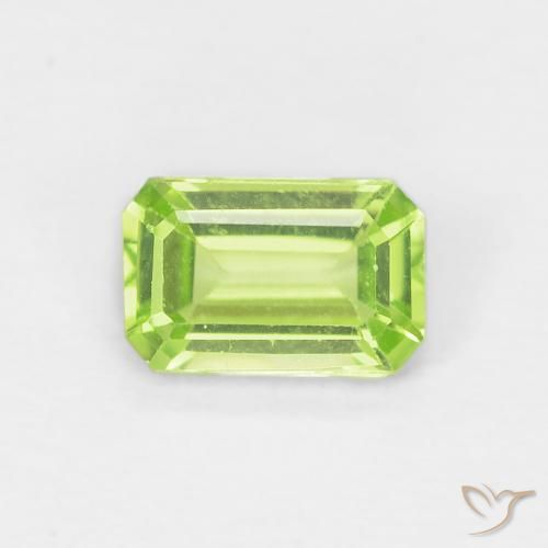 0.51ct 天然 黄みがかったグリーン ペリドット, エメラルドカット, VVS