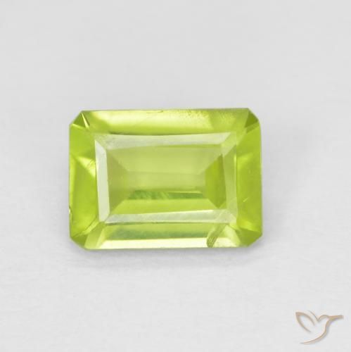 0.89ct 天然 鮮やかなグリーン ペリドット, エメラルドカット, VS