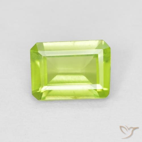 0.90ct 天然 鮮やかなグリーン ペリドット, エメラルドカット, VS