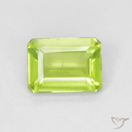 1.04ct 天然 鮮やかなグリーン ペリドット, エメラルドカット, VVS-VS