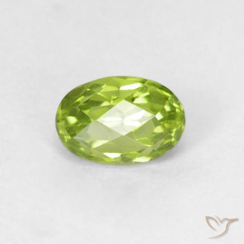 0.72ct 天然 鮮やかなグリーン ペリドット, 楕円形, VVS-VS