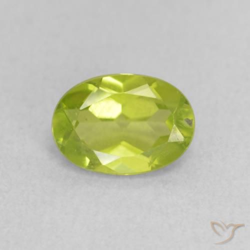 0.87ct 天然 鮮やかなグリーン ペリドット, 楕円形, VS