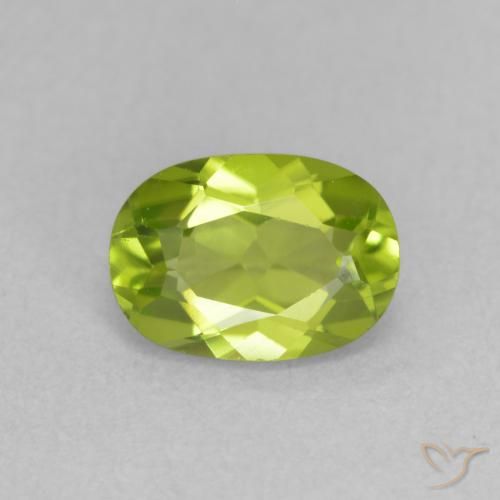 0.96ct 天然 黄みがかったグリーン ペリドット, 楕円形, VS