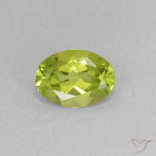 0.75ct 天然 黄みがかったグリーン ペリドット, 楕円形, VVS-VS