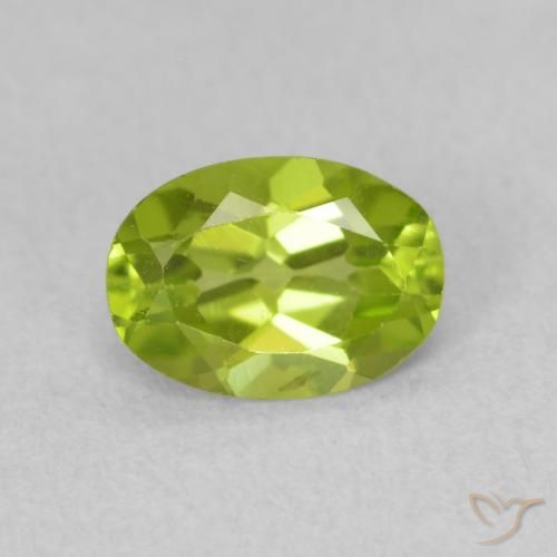 0.85ct 天然 黄みがかったグリーン ペリドット, 楕円形, VS