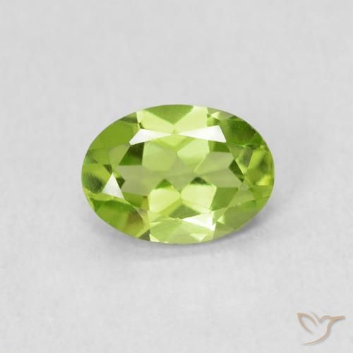 0.81ct 天然 黄みがかったグリーン ペリドット, 楕円形, VS