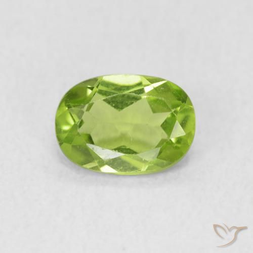 0.90ct 天然 薄いライブリーグリーン ペリドット, 楕円形, VS