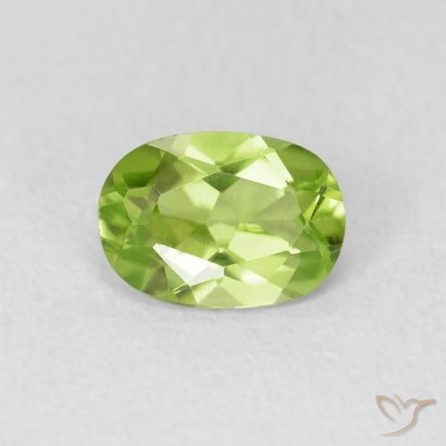 0.85ct 天然 黄みがかったグリーン ペリドット, 楕円形, VVS-VS