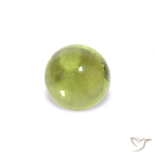 0.38カラットの天然オリーブグリーンペリドット、ラウンドカット、透明