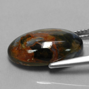 6.14カラットの天然マルチカラーピーターサイト、オーバルカット、オペーク