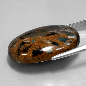 38.54カラットの天然マルチカラーピーターサイト、オーバルカット、オペーク