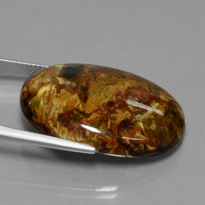 37.98カラットの天然マルチカラーピーターサイト、オーバルカット、オペーク