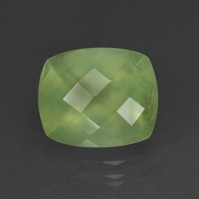 5.29カラットの天然Medium Green プレナイト（12×10 mm・クッションカット）